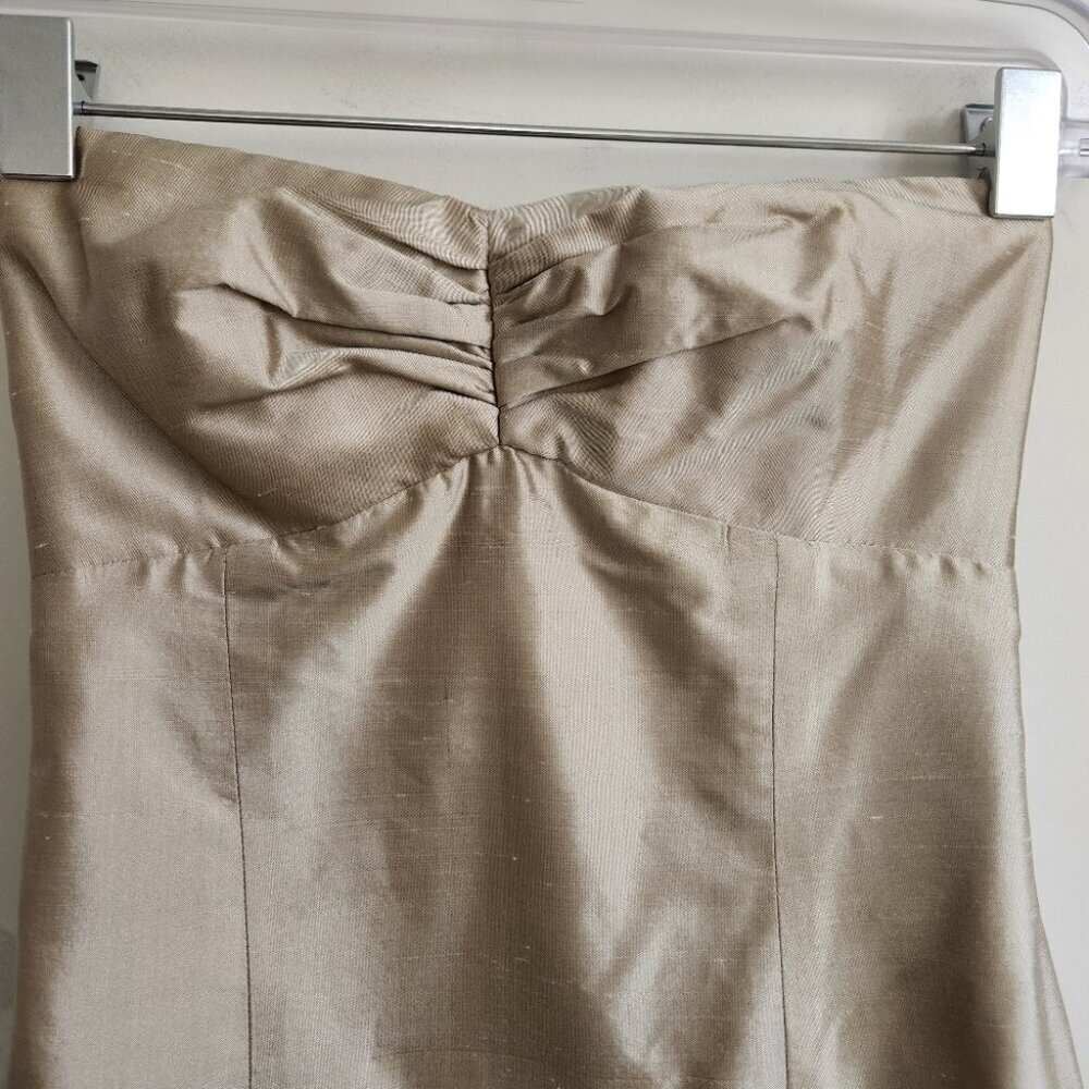 JENNY YOO | silk dress strapless Champagne Gold sz 0 - Picture 7 of 7